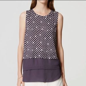 LOFT starry layered mixed media sleeveless top